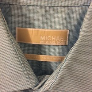 MK blue plaid button down